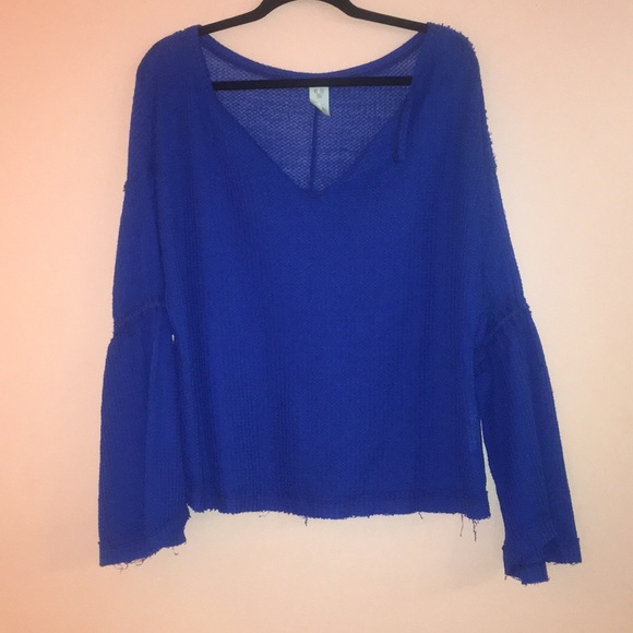 Free People Size S NWOT Blue Knit Top - Picture 1 of 4
